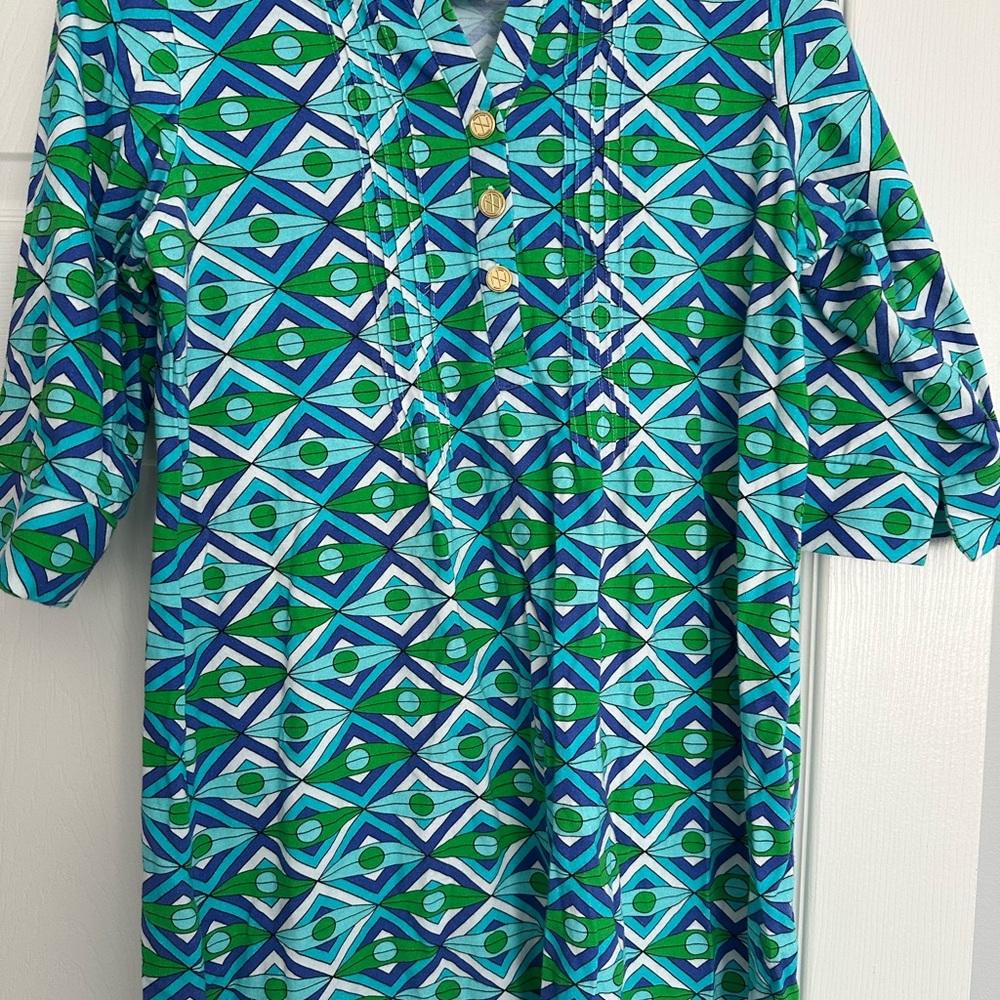 Tracy Negoshian Blue and Green Patterned Top